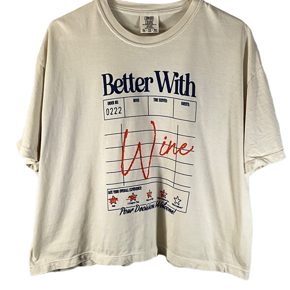 Cream Graphic Tee with Red and Blue Print - Picture 1 of 4